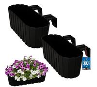 KOTARBAU® 2 uds Jardinera Balcón - Jardineras Exterior - PVC - 40 x 15 x 15 cm - Antracita - Maceta - Macetero Rectangular - Ligero - con Soporte para Barandilla - Decoración Exterior