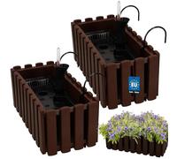 KOTARBAU® 2 uds Maceta - Jardinera Exterior - Macetero Autorriego - Macetas Plástico - 38x18x16cm - Marrón - Maceta Colgante - Jardinera Balcon - Macetas para Colgar