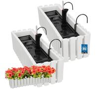 KOTARBAU® 2 uds Maceta - Jardinera Exterior - Macetero Autorriego - Macetas Plástico - 58 x 18 x 16 cm - Blanco - Maceta Colgante - Jardinera Balcon - Macetas para Colgar
