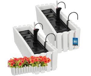KOTARBAU® 2 uds Maceta - Jardinera Exterior - Macetero Autorriego - Macetas Plástico - 58 x 18 x 16 cm - Blanco - Maceta Colgante - Jardinera Balcon - Macetas para Colgar