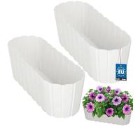 KOTARBAU® 2 uds. Maceta - Jardineras Exterior - Macetero - Plástico - 40 x 13 x 13 cm - Blanco - Maceta Rectangular - Jardinera Balcón - Macetero Grande - Decoración Rústica
