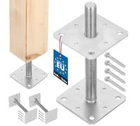 KOTARBAU® 2 uds. Soporte para Poste - Acero Galvanizado - 110 x 110 x 250 mm - M24 - Plata - Pie de Pilar - Regulable en Altura - Anclaje para Poste - Sujeción Galvanizada - Anclajes Madera