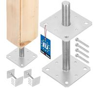 KOTARBAU® 2 uds. Soporte para Poste - Acero Galvanizado - 160 x 160 x 250 mm - M24 - Plata - Pie de Pilar - Regulable en Altura - Anclaje para Poste - Sujeción Galvanizada - Anclajes Madera