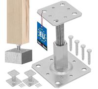 KOTARBAU® 2 uds. Soporte para Poste - Acero Galvanizado - 80 x 80 mm - Plateado - Pie de Pilar Regulable en Altura - 90-150 mm - Anclaje para Poste - Sujeción Galvanizada - Anclajes Madera