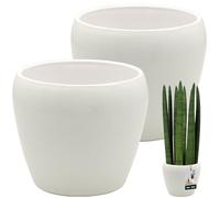 KOTARBAU® 2 unidades de maceta blanca interior redonda ⌀ 15 cm H: 15 cm cerámica esmaltada macetas interiores sobremaceta para plantas macetero para orquídeas interiores maceta grande Flower Pot
