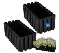 KOTARBAU® 2 Unidades Maceta - Jardineras Exterior - Plástico - 38 x 18 x 16 cm - Antracita - Jardinera Rectangular - Macetero - Maceta Exterior - Jardinera Balcón