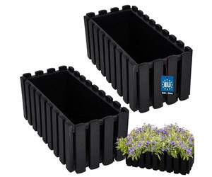 KOTARBAU® 2 Unidades Maceta - Jardineras Exterior - Plástico - 38 x 18 x 16 cm - Antracita - Jardinera Rectangular - Macetero - Maceta Exterior - Jardinera Balcón