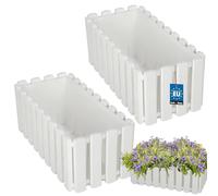 KOTARBAU® 2 Unidades Maceta - Jardineras Exterior - Plástico - 38 x 18 x 16 cm - Blanco - Jardinera Rectangular - Macetero - Maceta Exterior - Jardinera Balcón