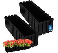 KOTARBAU® 2 Unidades Maceta - Jardineras Exterior - Plástico - 58 x 18 x 16 cm - Antracita - Jardinera Rectangular - Macetero - Maceta Exterior - Jardinera Balcón
