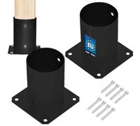 KOTARBAU® 2 Unidades Soporte para Poste - Pie de Pilar - Acero con Recubrimiento en Polvo - ⌀ 100 mm - Negro - Anclaje para Poste - Soportes para Pérgola - Resistente a la Corrosión