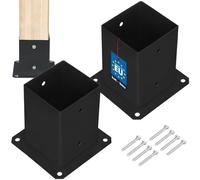 KOTARBAU® 2 unidades Soporte para Poste - Pie de Pilar - Acero con Recubrimiento en Polvo - 100 x 100 mm - Negro - Anclaje para Poste - Soportes para Pérgola - Resistente a la Corrosión