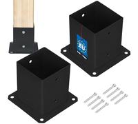 KOTARBAU® 2 unidades Soporte para Poste - Pie de Pilar - Acero con Recubrimiento en Polvo - 120 x 120 mm - Negro - Anclaje para Poste - Soportes para Pérgola - Resistente a la Corrosión