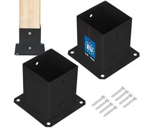 KOTARBAU® 2 unidades Soporte para Poste - Pie de Pilar - Acero con Recubrimiento en Polvo - 120 x 120 mm - Negro - Anclaje para Poste - Soportes para Pérgola - Resistente a la Corrosión