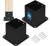 KOTARBAU® 2 unidades Soporte para Poste - Pie de Pilar - Acero con Recubrimiento en Polvo - 140 x 140 mm - Negro - Anclaje para Poste - Soportes para Pérgola - Resistente a la Corrosión