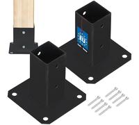 KOTARBAU® 2 unidades Soporte para Poste - Pie de Pilar - Acero con Recubrimiento en Polvo - 50 x 50 mm - Negro - Anclaje para Poste - Soportes para Pérgola - Resistente a la Corrosión