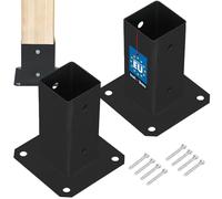 KOTARBAU® 2 unidades Soporte para Poste - Pie de Pilar - Acero con Recubrimiento en Polvo - 60 x 60 mm - Negro - Anclaje para Poste - Soportes para Pérgola - Resistente a la Corrosión