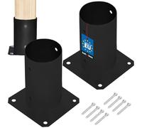 KOTARBAU® 2 unidades Soporte para Poste - Pie de Pilar - Acero con Recubrimiento en Polvo - ⌀ 80 mm - Negro - Anclaje para Poste - Soportes para Pérgola - Resistente a la Corrosión
