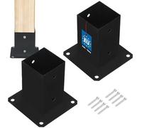 KOTARBAU® 2 unidades Soporte para Poste - Pie de Pilar - Acero con Recubrimiento en Polvo - 80 x 80 mm - Negro - Anclaje para Poste - Soportes para Pérgola - Resistente a la Corrosión