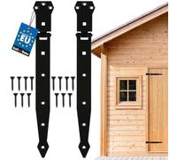 KOTARBAU® 2 x Bisagra de puerta 300 mm, Bisagra de acero inoxidable, Bisagra negra, Herraje para puertas de madera, Bisagra apaisada para Cobertizo, Granero, Bisagras con recubrimiento en polvo, 2 uds