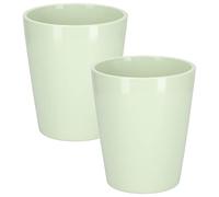KOTARBAU® 2 x Macetero de cerámica para orquídeas H 150 mm, Maceta para orquídeas, Maceta de Ceramica, Tiesto de Flores y Plantas, Maceta Verde Menta, Tiesto de cerámica esmaltada, Juego de Macetas