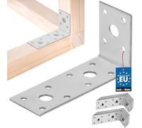 KOTARBAU® 25 unidades de conectores angulares de 100 x 50 x 35 mm, acero galvanizado, plateado, para cargas pesadas, para muebles, ángulo de madera, ángulo de estantería, metal, estable, duradero