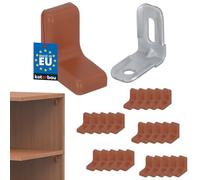 KOTARBAU® 25 x Soportes para baldas nogal, Soporte de estantes, Soporte baldas de armario, Clavijas, Soportes de esquina, Escuadras metálicas con tapas embellecedoras, Conector angular de muebles