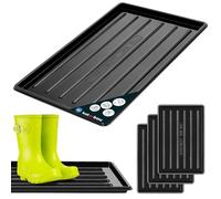 KOTARBAU® 3 Piezas Bandeja Zapatos - Plástico - 45 x 30 cm - Negro - Bandeja Botas - Fácil De Limpiar - Resistente y Duradera