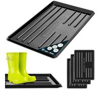 KOTARBAU® 3 Piezas Bandeja Zapatos - Plástico - 60 x 40 cm - Negro - Bandeja Botas - Fácil De Limpiar - Resistente y Duradera