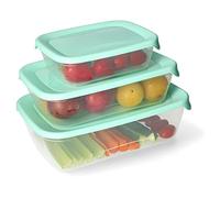 KOTARBAU® 3 x Recipiente de plástico para comida, 500, 1000 y 2000 ml, Fiambrera, Contenedor cuadrado, Tupper para almacenamiento de alimentos, Taper, Cierre hermético, Transparente, 3 UNIDADES