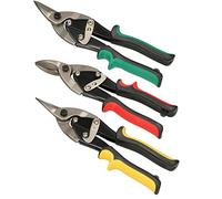 KOTARBAU® 3 x Tijeras hojalatero recta izquierda derecha 250 mm, Tijeras de chapa de acero CrV con cierre, Tijera para lámina, Tijera tipo aviación para perfiles laminados, Tijera corta chapa