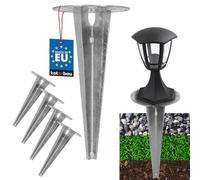 KOTARBAU® 4 estacas para iluminación de jardín, 150 mm, acero galvanizado, anclajes de tierra, anclajes para suelo, soporte de suelo para lámparas de jardín, manguito de suelo, anclaje para suelo