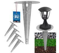 KOTARBAU® 4 estacas para iluminación de jardín, 190 mm, acero galvanizado, anclajes de tierra, anclajes para suelo, soporte de suelo para lámparas de jardín, manguito de suelo, anclaje para suelo