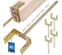 KOTARBAU® Juego de 4 soportes en U de 0 a 160 mm de ancho, barra ajustable de 400 mm, de acero galvanizado, anclajes de hormigón ajustables para postes de madera, para hormigón, anclaje para postes de