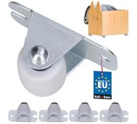 KOTARBAU® 4 Ruedas de goma de Ø 22 mm con placa de montaje de acero, Ruedas fijas unidireccionales, Aptas para todos los suelos, Rueda para muebles, equipos, estanterías, Movimiento suave, 4 UNIDADES