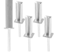 KOTARBAU® 4 soportes para postes de hormigón, para postes de valla, 60 x 40 mm, manguito de suelo con acero galvanizado, con anclaje de hormigón, anclaje para postes, accesorios de valla doble