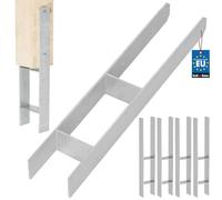 KOTARBAU® 4 soportes para postes en H para hormigón, 100 mm/600 mm, anclajes en H de acero galvanizado plateado, anclaje para postes, zapatos con anclaje de hormigón, soporte de acero, anclaje de