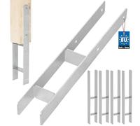 KOTARBAU® 4 soportes para postes en H para hormigón, 80 mm/600 mm, anclajes en H de acero galvanizado plateado, anclaje para postes, zapatos con anclaje de hormigón, soporte de acero, anclaje de acero