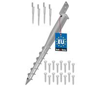 KOTARBAU® 4 soportes para postes para atornillar, L 735 mm, acero galvanizado, manguito de impacto para suelo, base de poste, anclaje en L, anclaje de tierra, ancla, poste de madera, valla de jardín
