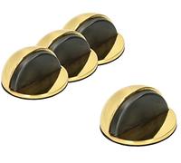 KOTARBAU® 4 Topes de puerta para suelo, Autoadhesivo, Con amortiguador de goma, Latón - dorado, Tope redondo, semicircular, Diseño discreto y moderno, Protección de paredes, 4 UNIDADES