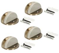 KOTARBAU® 4 Topes de puerta para suelo para atornillar, Con amortiguador de goma, Cuero - dorado oscuro, Tope redondo, semicircular, Diseño discreto y moderno, Protección de paredes, 4 UNIDADES