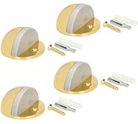 KOTARBAU® 4 Topes de puerta para suelo para atornillar, Con amortiguador de goma, Latón - dorado, Tope redondo, semicircular, Diseño discreto y moderno, Protección de paredes, 4 UNIDADES