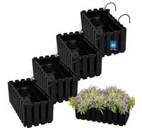 KOTARBAU® 4 uds Maceta - Jardinera Exterior - Macetero Autorriego - Macetas Plástico - 38x18x16cm - Antracita - Maceta Colgante - Jardinera Balcon - Macetas para Colgar