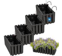KOTARBAU® 4 uds Maceta - Jardinera Exterior - Macetero Autorriego - Macetas Plástico - 38x18x16cm - Gris - Maceta Colgante - Jardinera Balcon - Macetas para Colgar
