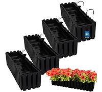 KOTARBAU® 4 uds Maceta - Jardinera Exterior - Macetero Autorriego - Macetas Plástico - 58 x 18 x 16 cm - Antracita - Maceta Colgante - Jardinera Balcon - Macetas para Colgar