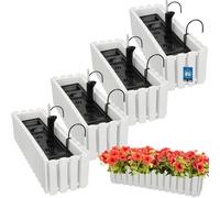 KOTARBAU® 4 uds Maceta - Jardinera Exterior - Macetero Autorriego - Macetas Plástico - 58 x 18 x 16 cm - Blanco - Maceta Colgante - Jardinera Balcon - Macetas para Colgar
