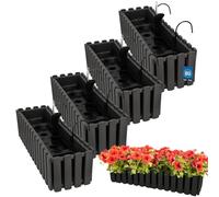 KOTARBAU® 4 uds Maceta - Jardinera Exterior - Macetero Autorriego - Macetas Plástico - 58 x 18 x 16 cm - Gris - Maceta Colgante - Jardinera Balcon - Macetas para Colgar