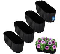 KOTARBAU® 4 uds. Maceta - Jardineras Exterior - Macetero - Plástico - 40 x 13 x 13 cm - Antracita - Maceta Rectangular - Jardinera Balcón - Macetero Grande - Decoración Rústica