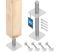 KOTARBAU® 4 uds. Soporte para Poste - Acero Galvanizado - 80 x 80 x 250 mm - M24 - Plata - Pie de Pilar - Regulable en Altura - Anclaje para Poste - Sujeción Galvanizada - Anclajes Madera