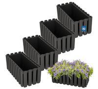 KOTARBAU® 4 Unidades Maceta - Jardineras Exterior - Plástico - 38 x 18 x 16 cm - Gris - Jardinera Rectangular - Macetero - Maceta Exterior - Jardinera Balcón