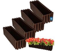 KOTARBAU® 4 Unidades Maceta - Jardineras Exterior - Plástico - 58 x 18 x 16 cm - Marrón - Jardinera Rectangular - Macetero - Maceta Exterior - Jardinera Balcón